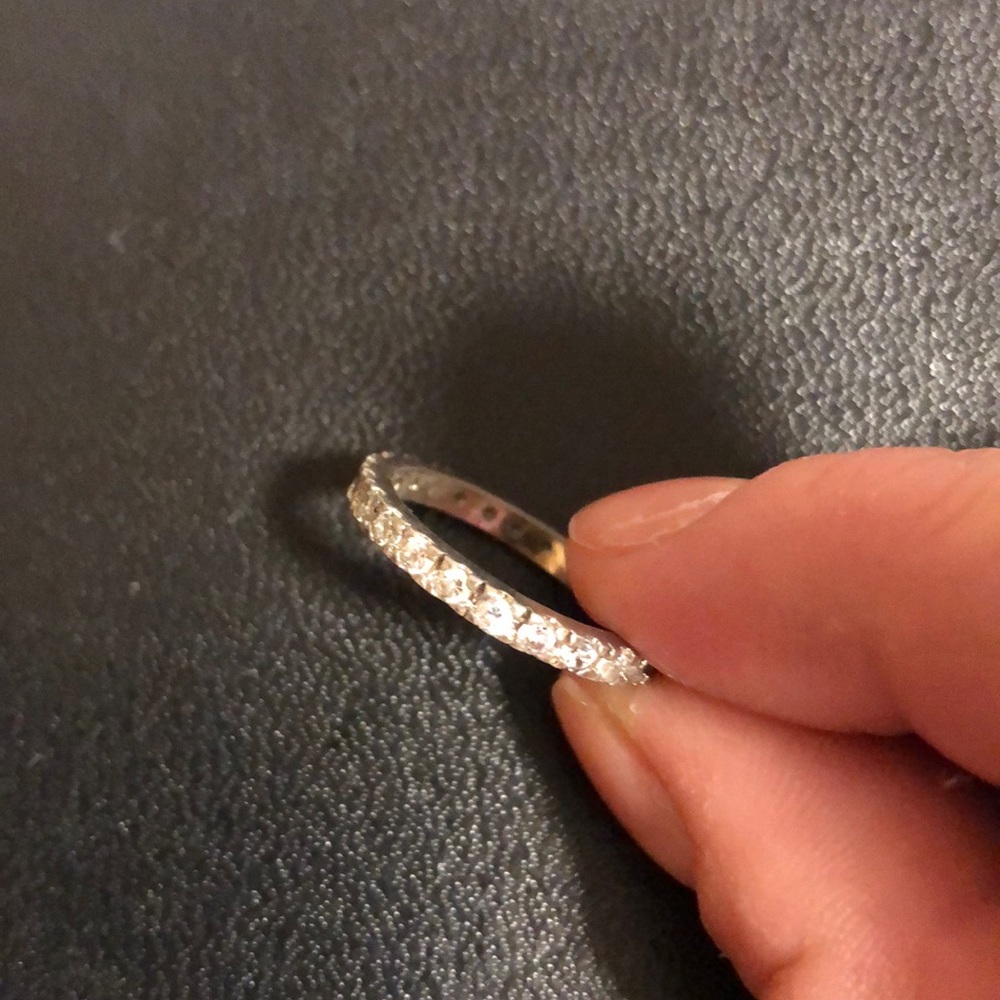 Cubic Zirconia & Silver Eternity Band -Stackable!